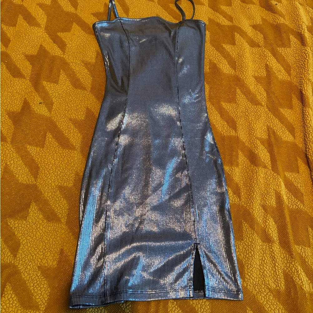 H&M Shimmering Silver Mini Dress